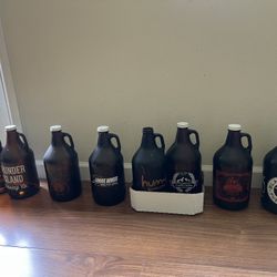 Amber 64oz Glass Beer Growler With Bottle Cap