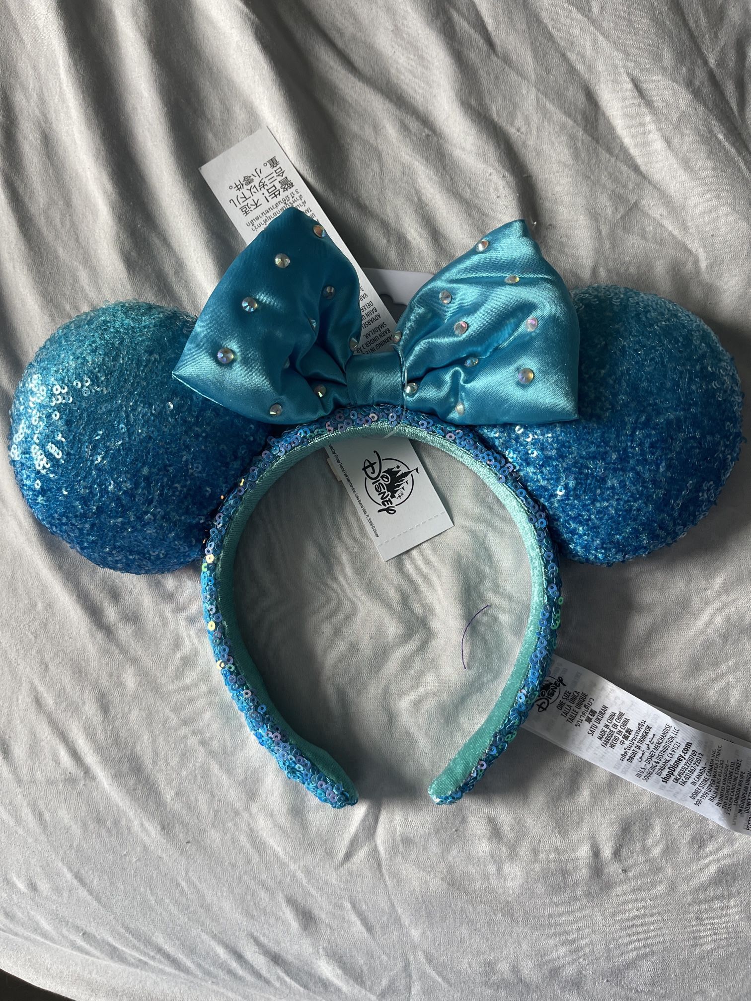 Blue and crystal Minnie Mouse ears