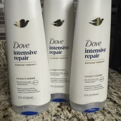 Three (3) New Dove Intensive Repair Damage Therapy 12 Fl Oz Conditioners