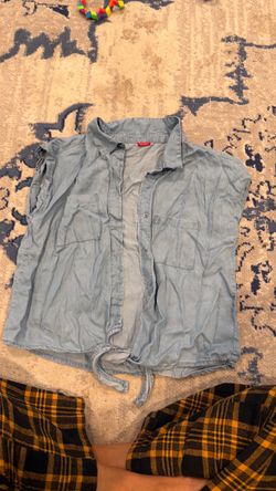 Guess brand Light Wash Denim Button-Up Tie-Front Shirt