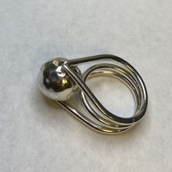 Dominique Dinouart Designs DDD Sterling Silver Hammered Ball Orb Ring Size 6