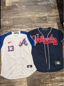 Ronald Acuna Jr (sz Below) Red, Navy Blue And White City Connect Atlanta Braves Baseball