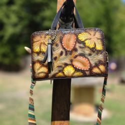 Mexican Crossbody-Handbag-Artisanal Purse- Mexican Purse- Leather Crossbody- Bolsa Artesanal- Bolsa de Piel Mexicana-Bolsa de Cuero