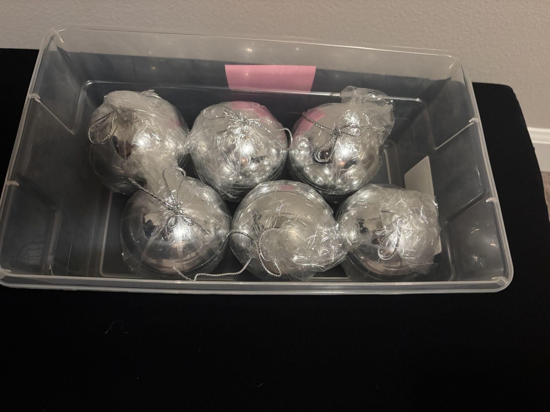 Crate and Barrel big silver ball candles 6 pack