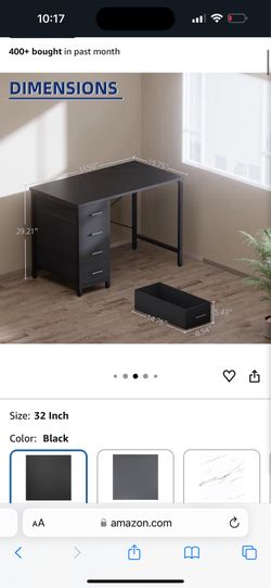 Pamray 32 Inch Computer Desk with 4 Drawers Small Office Desk for Home Bedroom Study Writing Simple Modern Computer Table Black