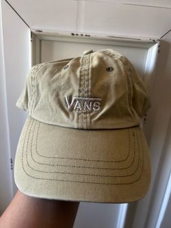 vans olive green hat with white embroidered logo as is condition