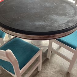 round wooden kitchen table with 6 chairs 