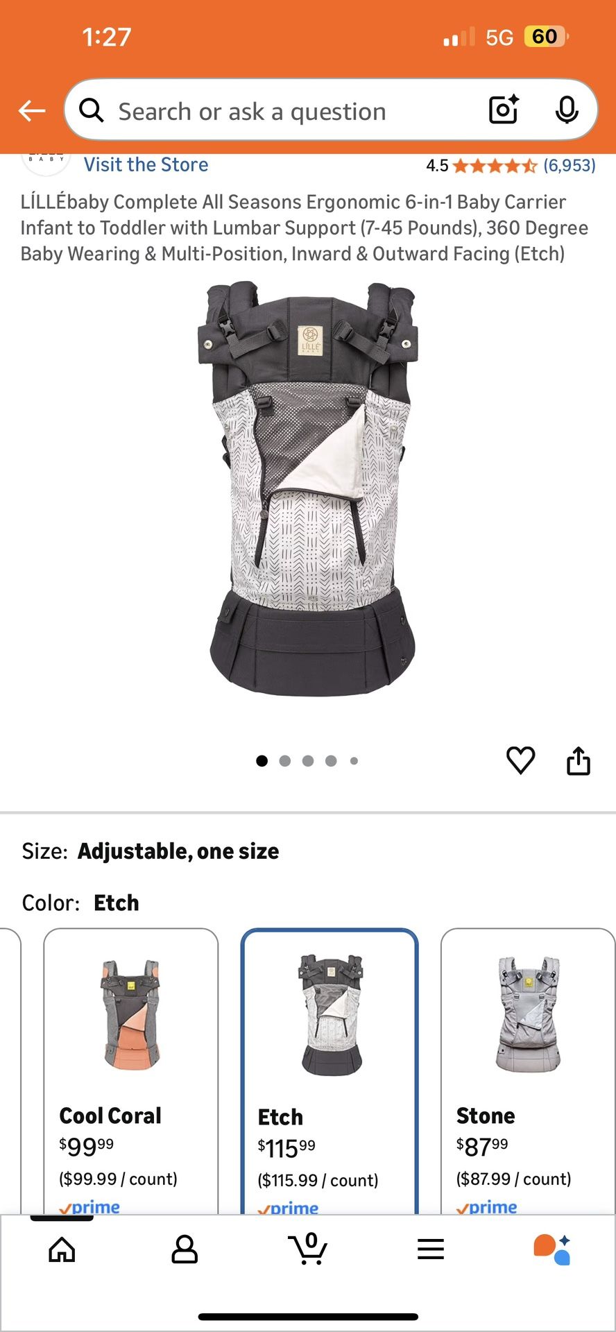 Etch Print Lillebaby Retails $116