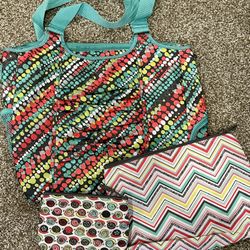 Thirty-One Tote Bag And Zipper Pouches 