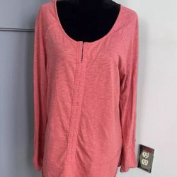 Soft Surroundings Orange 100% Cotton Long Sleeve Tunic Top Petites L