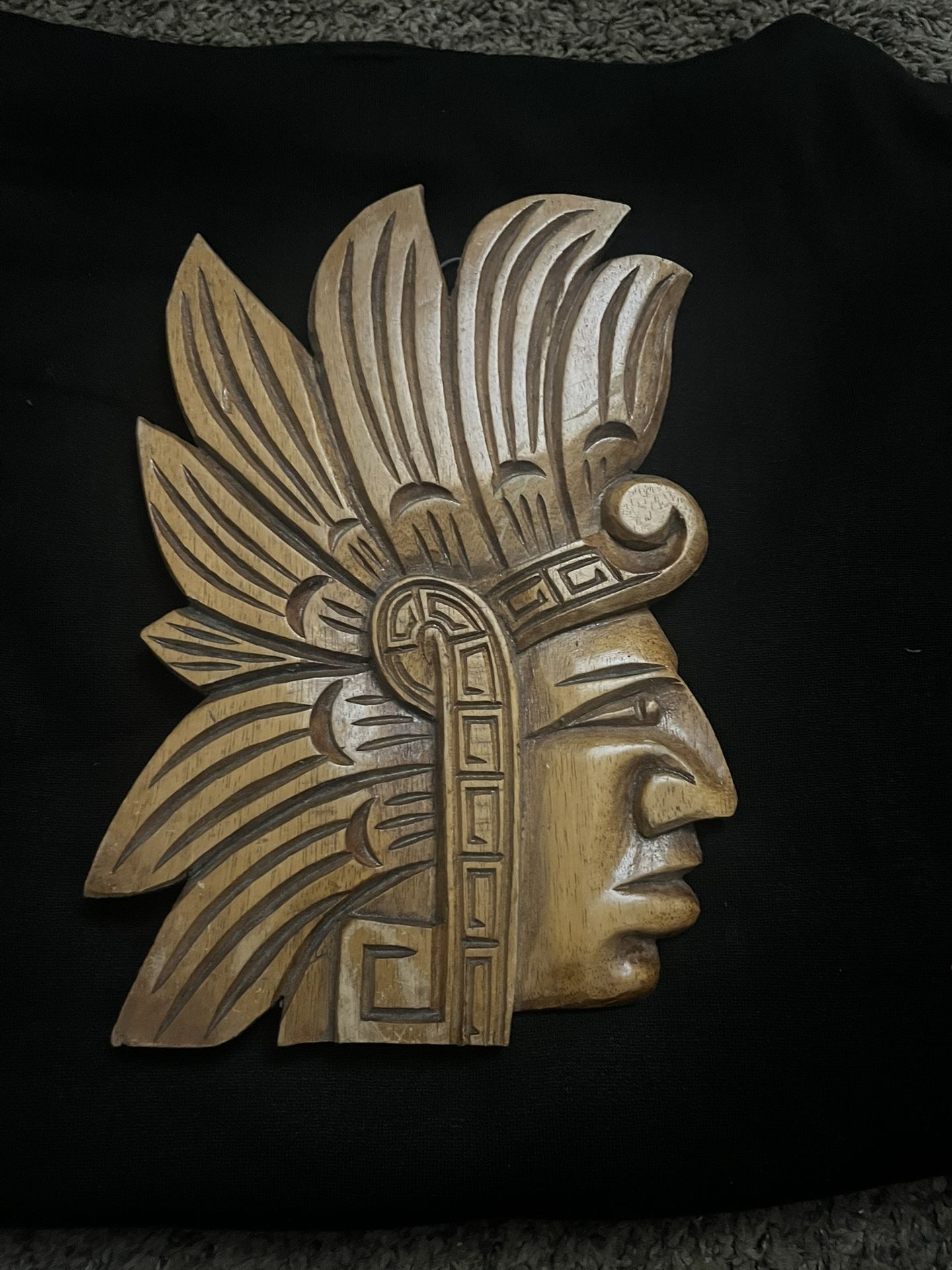 Wood Carved Indian Head