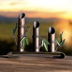 Metal Bamboo Tapered Candle Holder