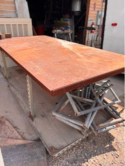 Steel table on wheels