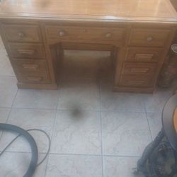 Solid Wood Office Desk.  24×54  9 Drawers . Very Good Cond.