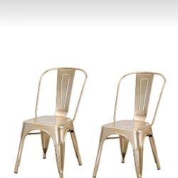 Two Gold Bistro Modern Style Dinning Chairs