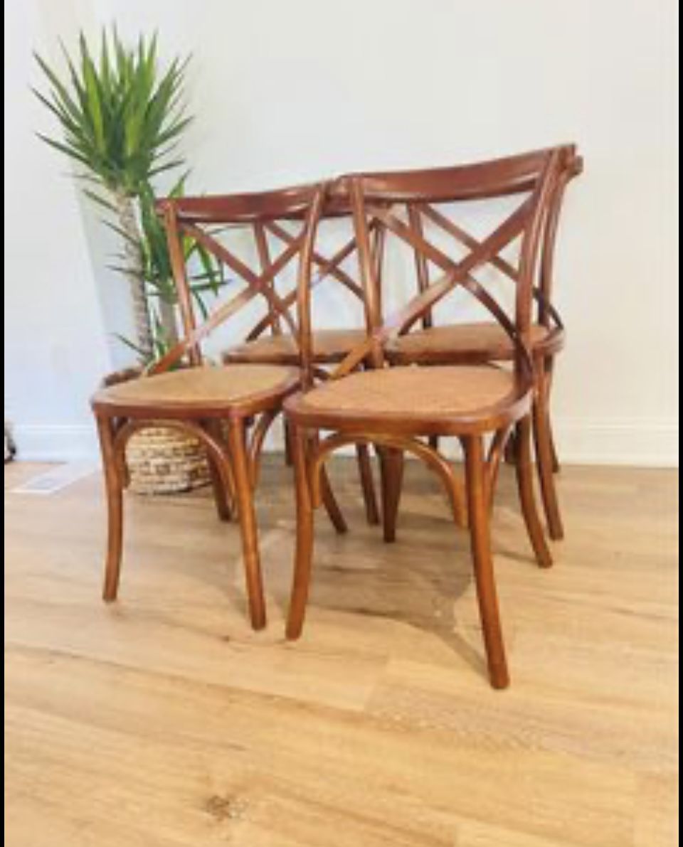 Set of 4 Bentwood X dining room chairs thonet mid Century modern
