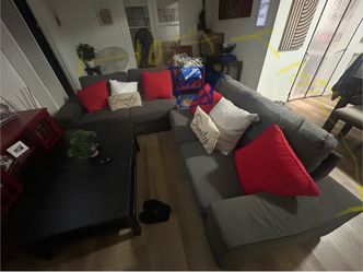 Blue sectional couches