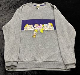 Men Medium Vintage Snow White N The Seven Dwarfs Crewneck Embroidered Sweatshirt