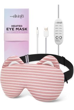 Heated Eye Mask - Pink Striped Cat