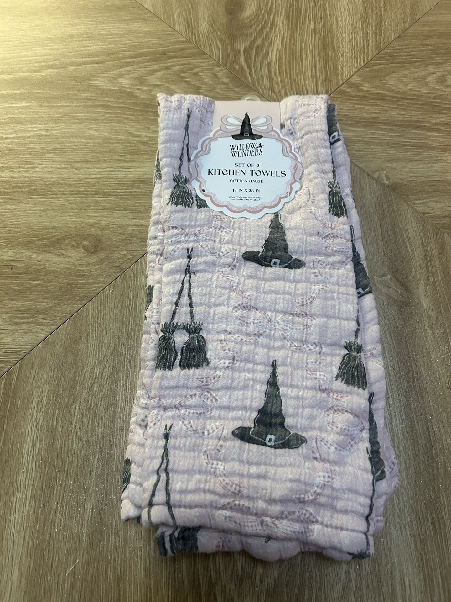 NEW Set of Witchy Pink Dish Towels Halloween