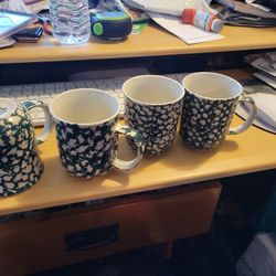 Vintage Folk Craft Moose Country Set Of 4 Mugs