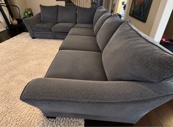 Large Gray Fabric Sectional Sofa