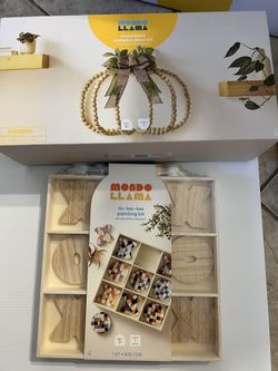 Wooden Tic Tac Toe Painting Kit & Beaded Pumpkin Door Decor