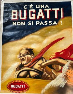 Hand-painted 1922 “It's a Bugatti, none shall pass!” 50x39 Canvas Painted Replica (Commercial Wall Art)