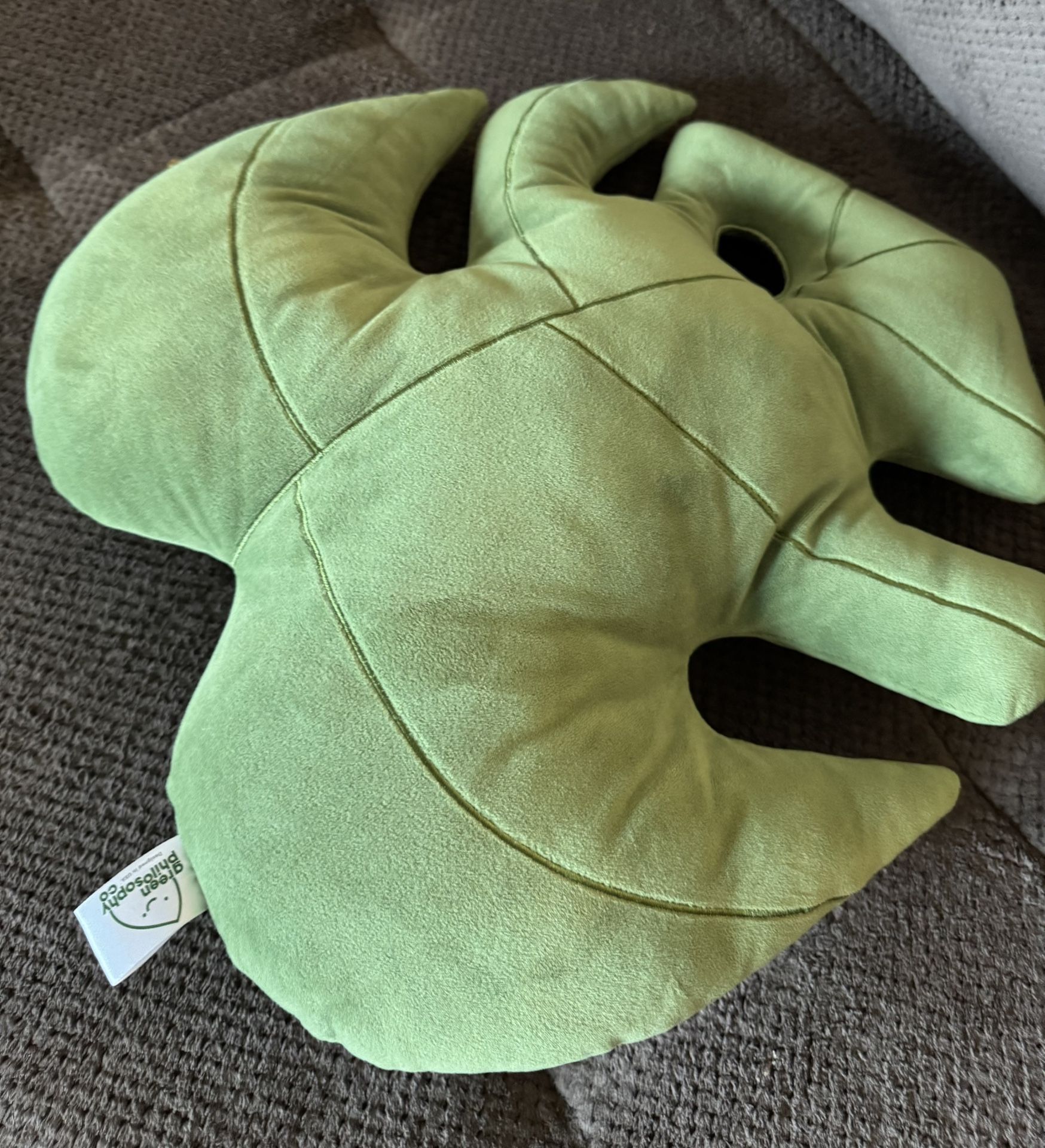 Swiss Cheese plant leaf throw pillow