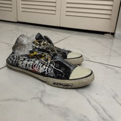 Size 10, Vintage Ed Hardy And Christian Audigier Low Top Sneakers Tiger Print
