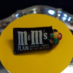 Plain M&Ms Chocolate Candy Pin Vintage 