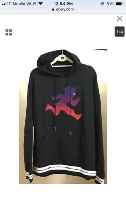 PLAYCLOTHS HOODED RUNNING JACK BLACK SWEATSHIRT PULLOVER SIZE L NEW