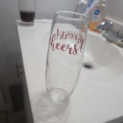 Glass Cup That Says "Cheers"