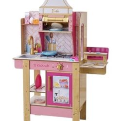 KidKraft Cook with Barbie™ Wooden Play Kitchen with Lights, Sounds, Water-Reveal Food and 30 Accesso