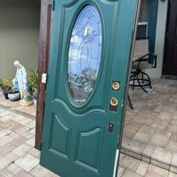 36 x 80 Impact door panel fiberglass fancy glass