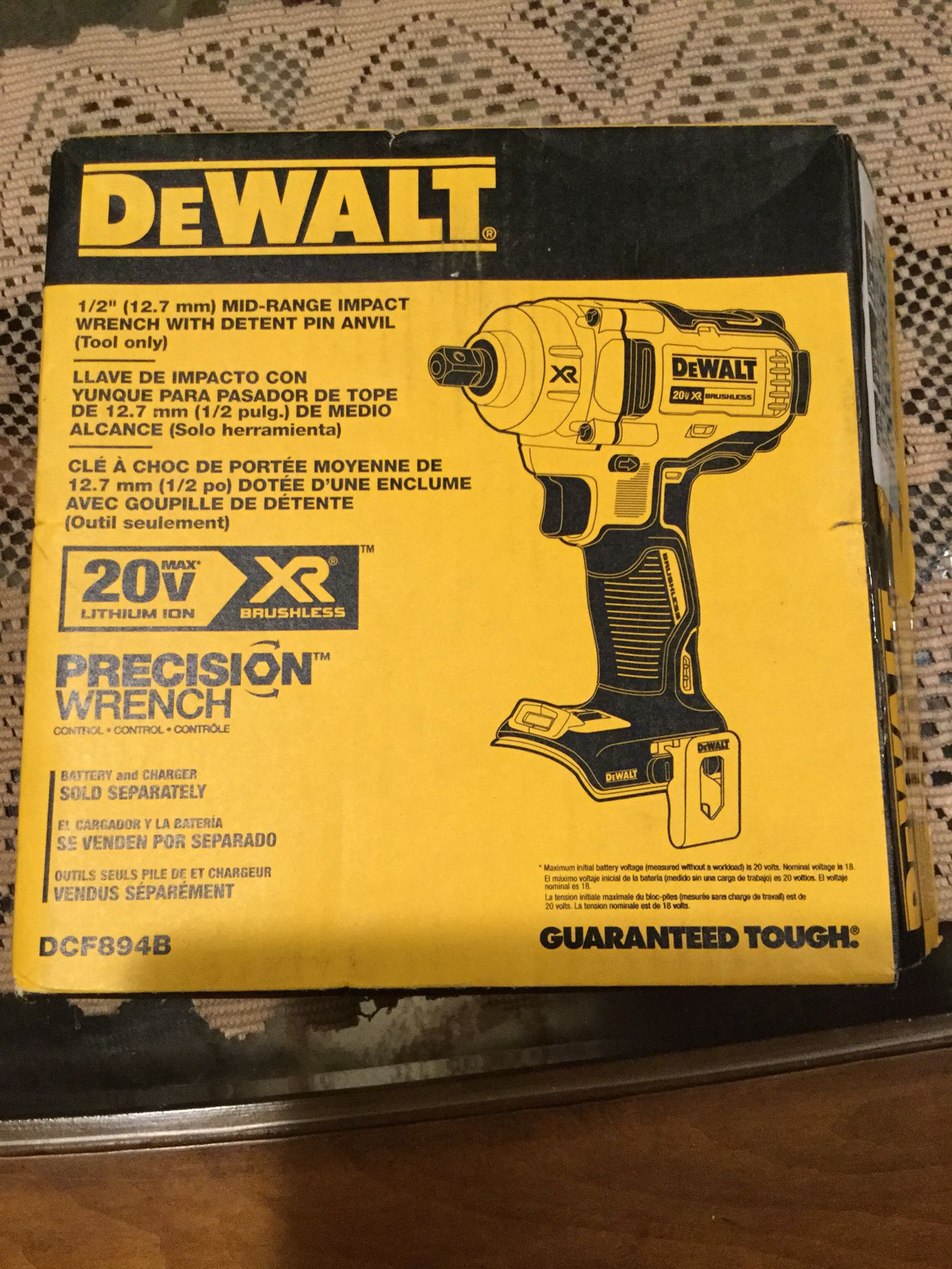 DeWalt impact wrench XR 20v 1/2 tool only no battery no charger $185