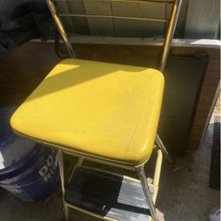 Vintage Yellow Stool Chair 