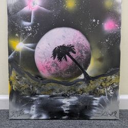 Paradise Moon Abstract Painting On Canvas Wall Art