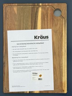 NEW Kraus Solid Acacia Wood Cutting Board16.75” x 12” Workstation Sink