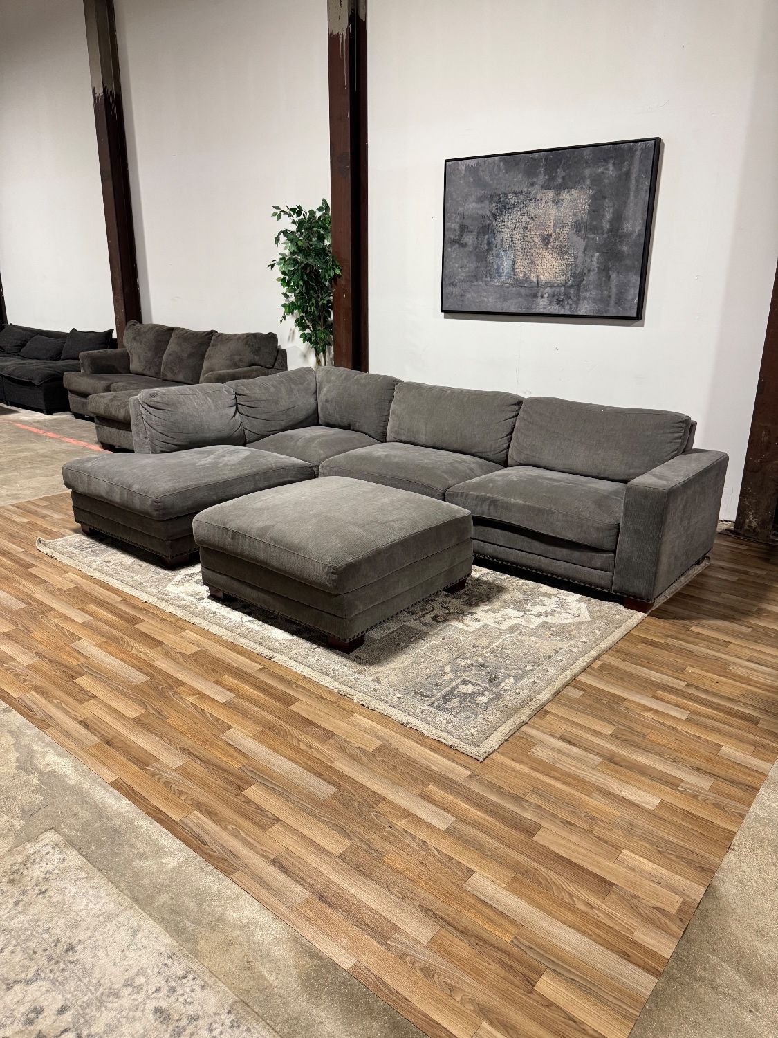 Gray Cotsco Sectional Sofa with Ottoman 🚛 Delivery Available