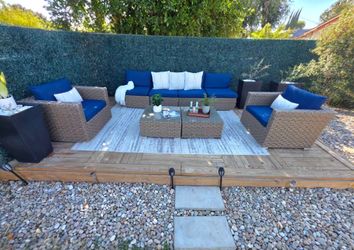 8 PCS Oversized Wicker Outdoor Patio Furniture Set With Club Chairs and New Cushion Covers