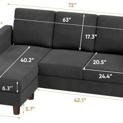 NEW Small Grey Couch