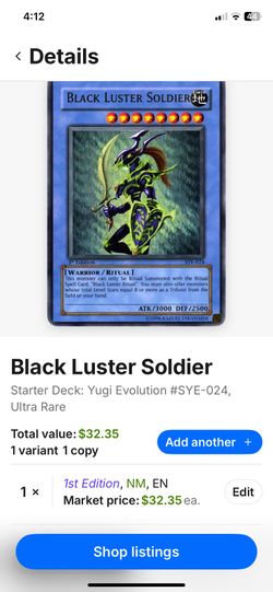 Black luster soldier 1st edition NM condition (SYE-024)