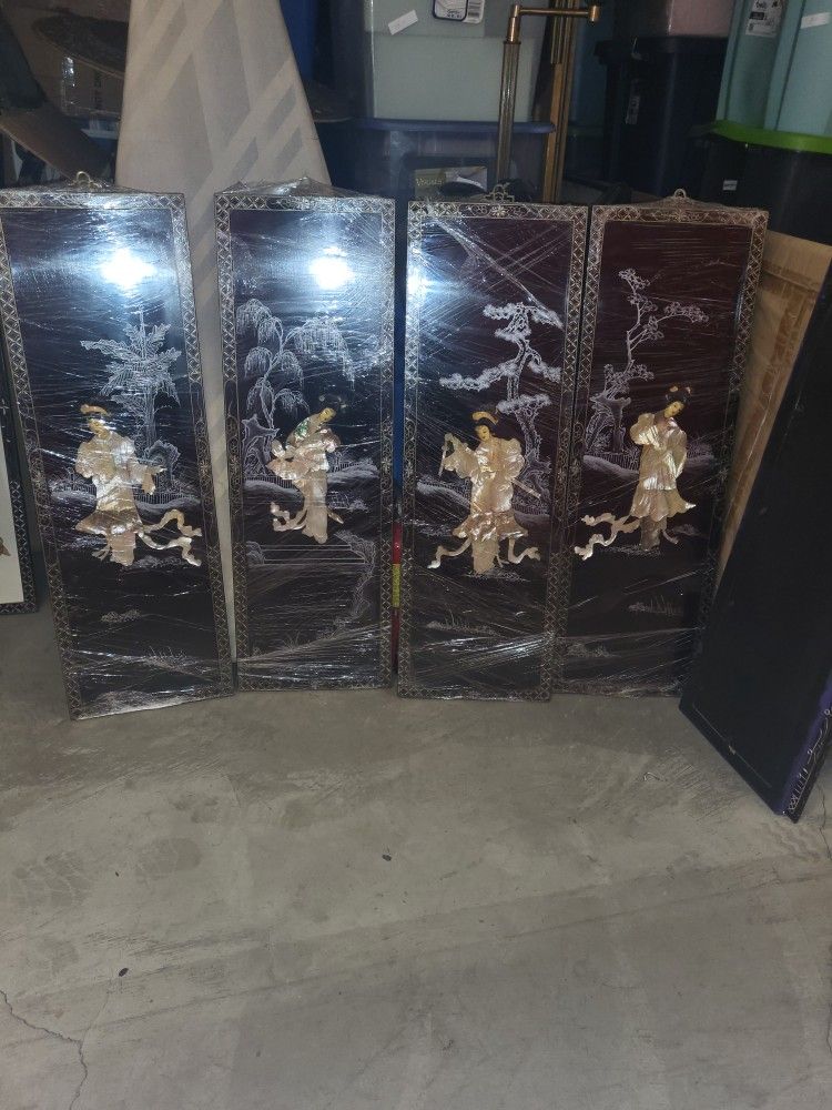 4 Asian Wall Panels