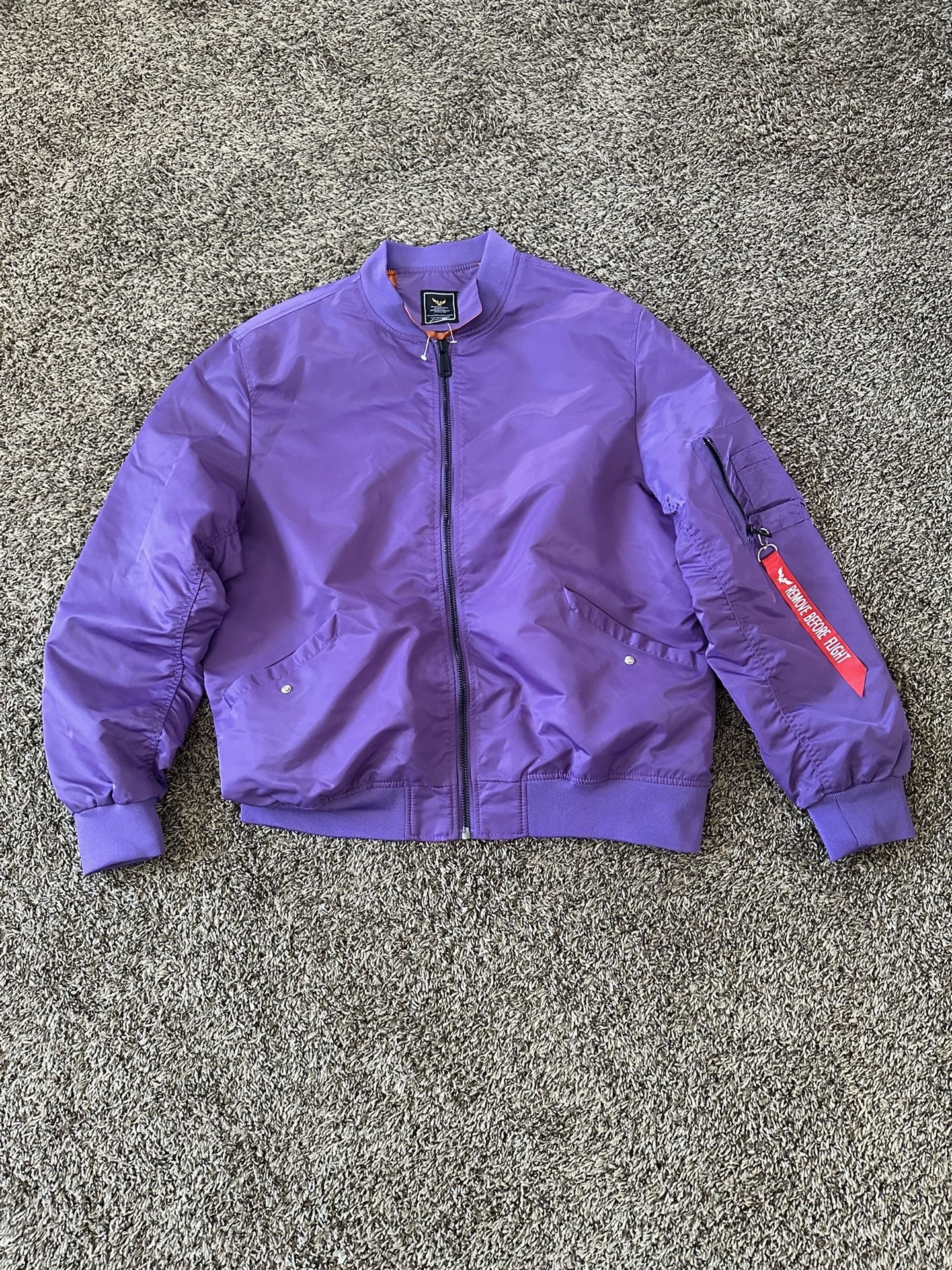 Men’s Purple Bomber Jacket XL – Casual Military Style Fall/Winter Coat