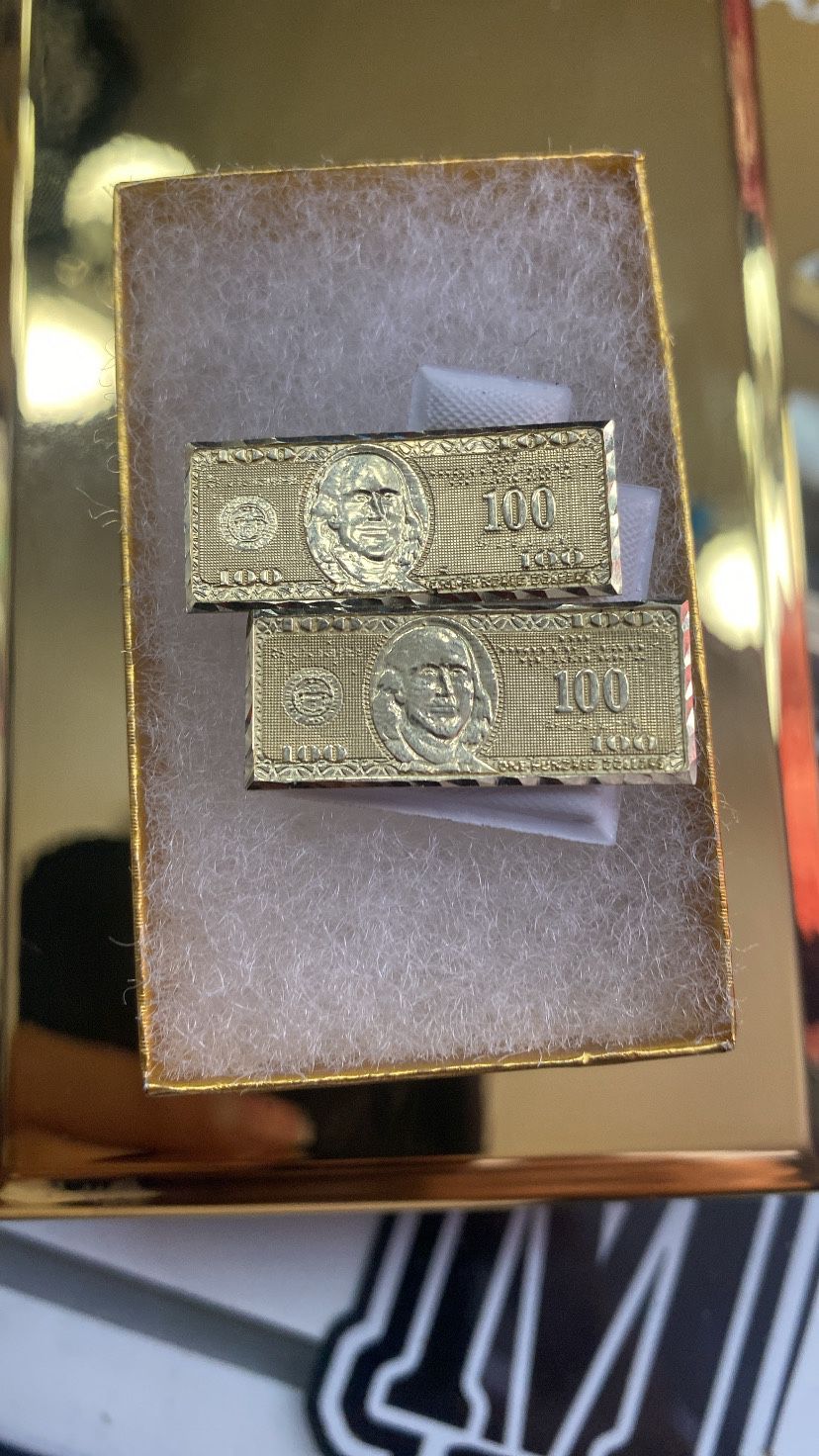 10k 100 Dollar Bill Earrings 