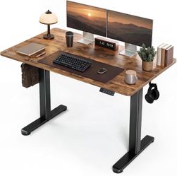 Electric Height Adjustable Standing Desk, 48x24 Inch, Rustic Brown