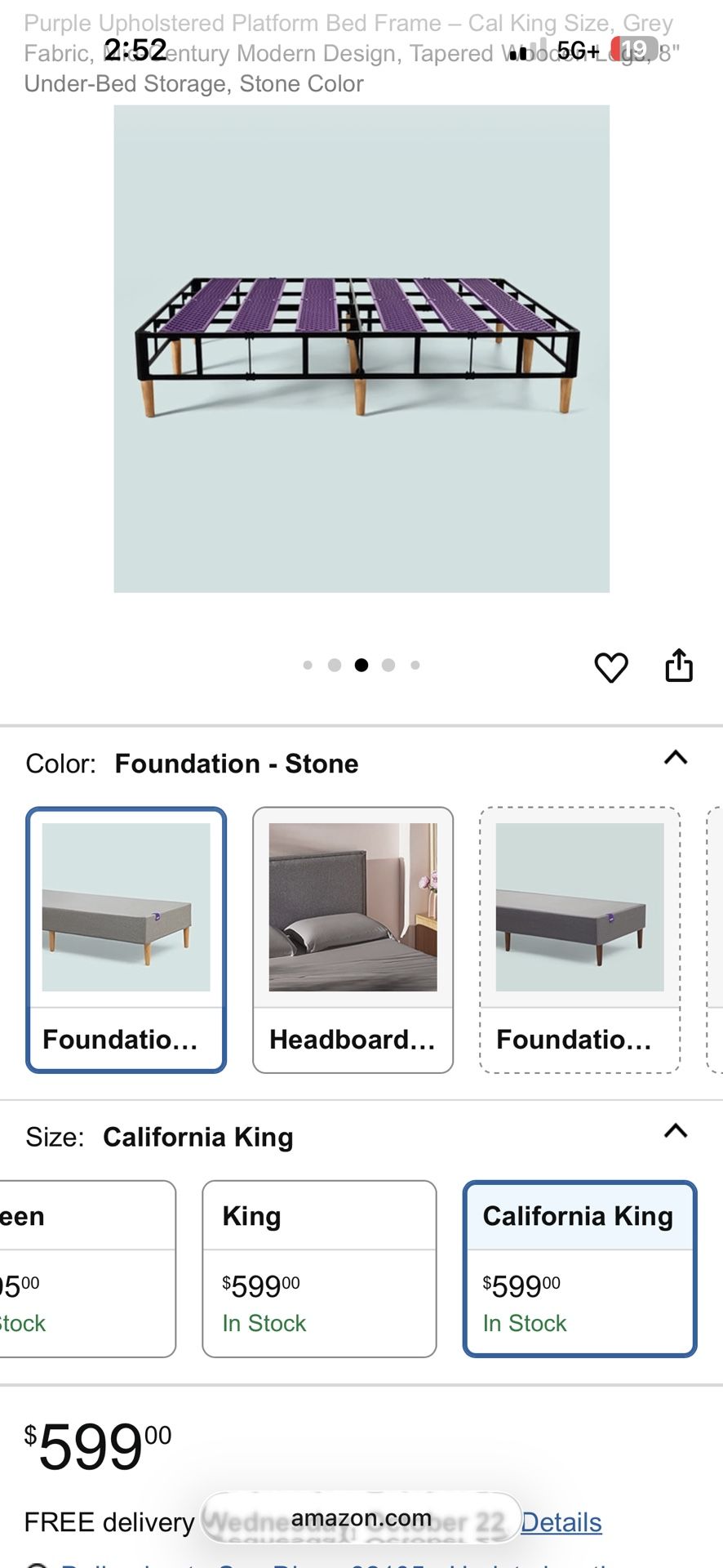 Cali King Purple Bed Frame 
