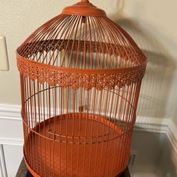 Metal Pols Potten Sphere Orange Decorative Bird Cage 15”T