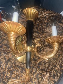 Vintage French Empire Solid Cast Bronze 2-Arm Torch Sconce – Neoclassical